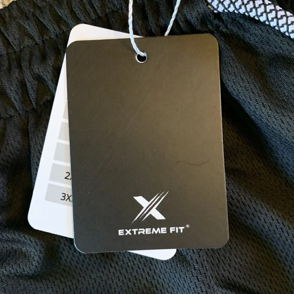 NWT Extreme Fit Shorts Mens Large Black Graham Lined Pockets Gym Athletic Logo